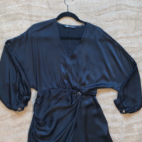 ZARA Satin Effect Wrap Dress - Picture 3 of 10